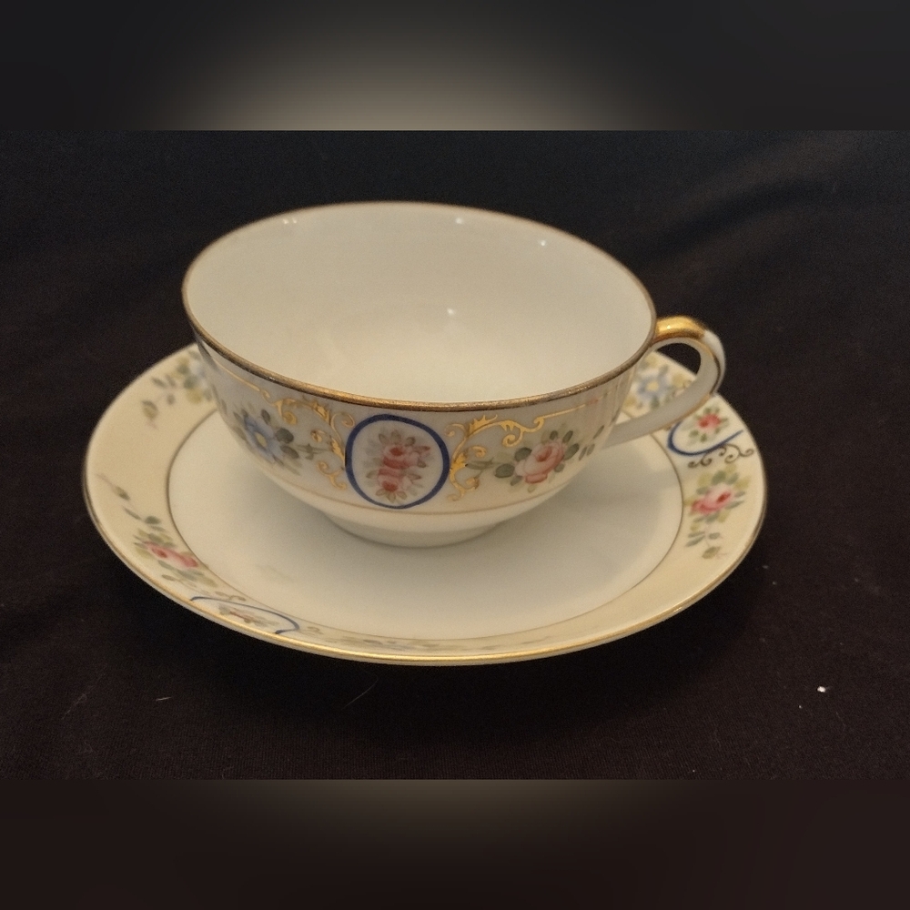 Japanese Nippon Gold Rimmed Cup and Saucer